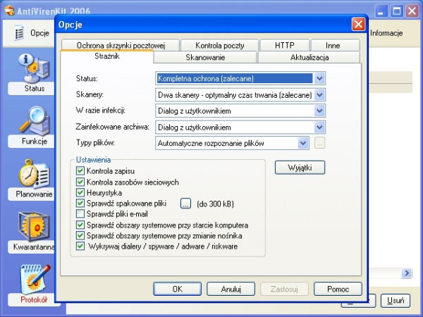AntiVirenKit 2006 | Opcje – Ustawienia Strażnika