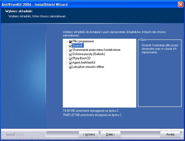 AntiVirenKit 2006 | Instalacja programu